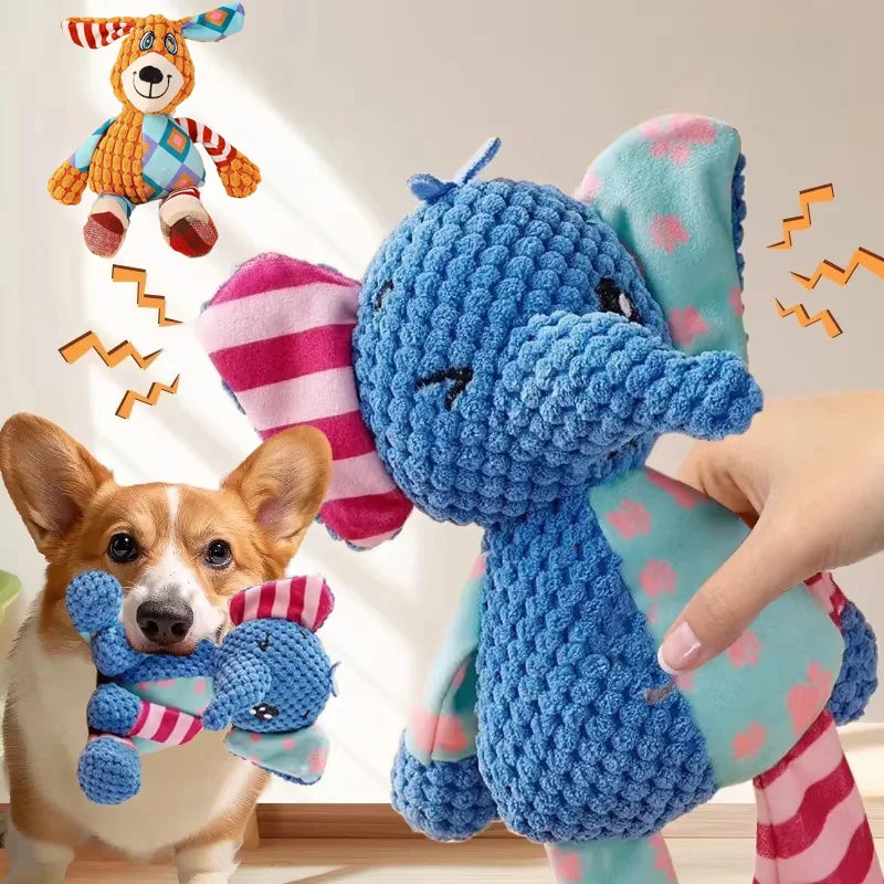 Squeaky Animal Plush Chew Toy 🐶🐘