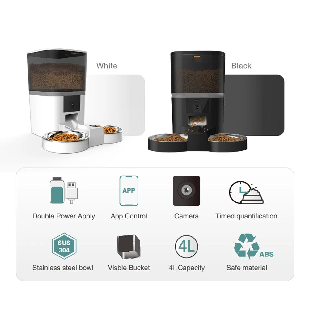 4L Smart Pet Feeder with Camera, Voice & App Control for Cats & Dogs