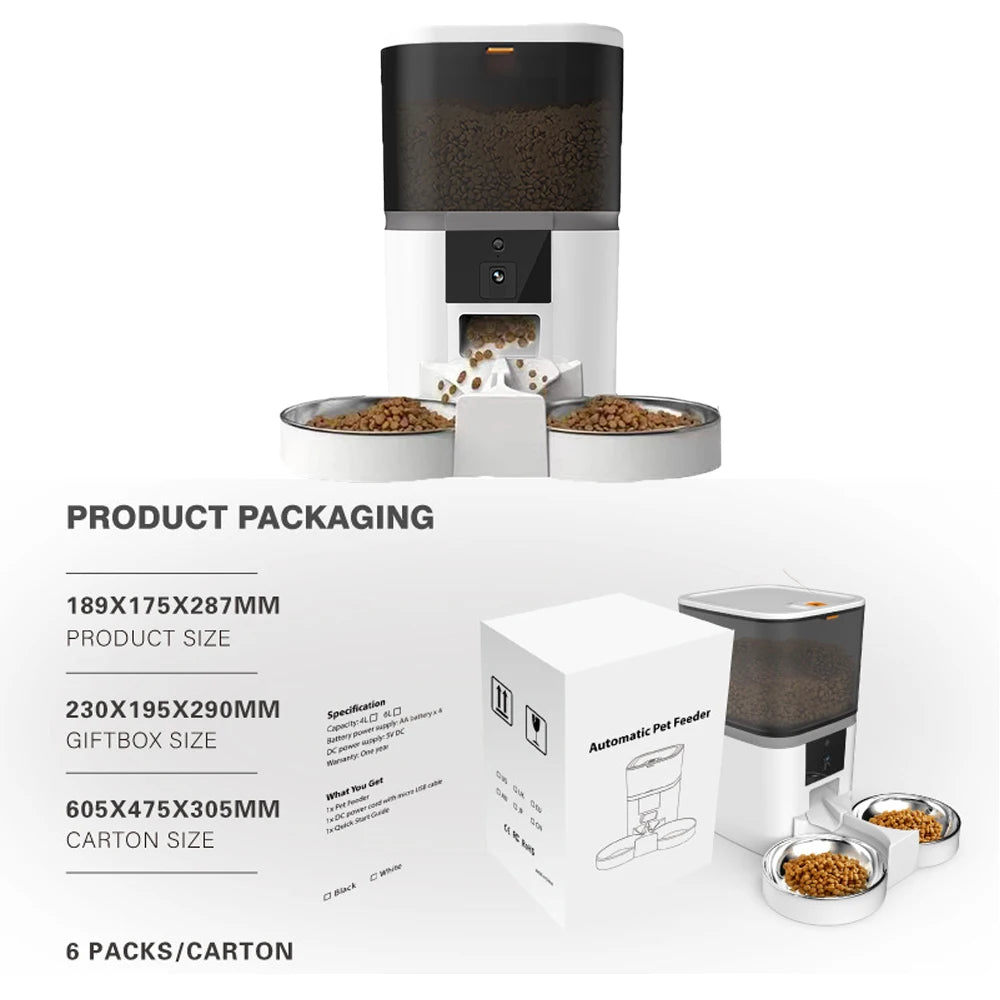 4L Smart Pet Feeder with Camera, Voice & App Control for Cats & Dogs
