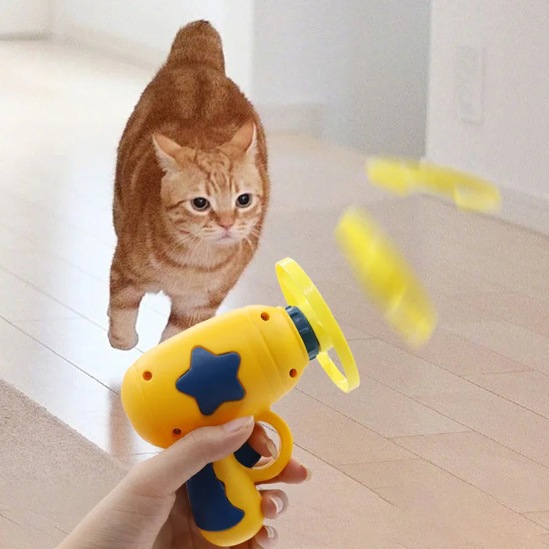 Mini Flying Disc Launcher — The Ultimate Cat Chase Toy 🐱