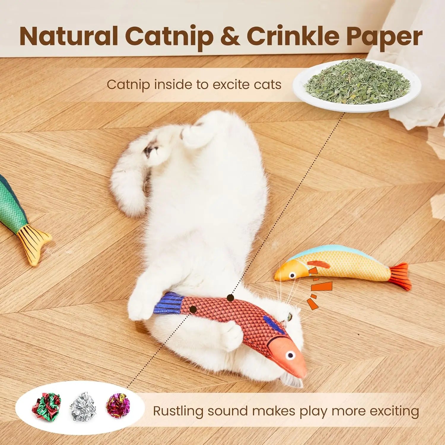 🐟 Fishy the Catnip Chew Toy – Soft Plush Kitten Toy 🐱