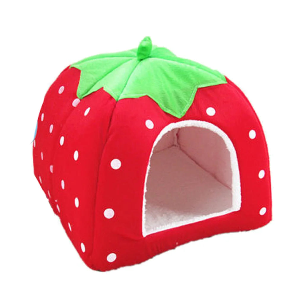 🍓 Strawberry Pet House – Cozy Foldable Nest for Cats & Small Dogs