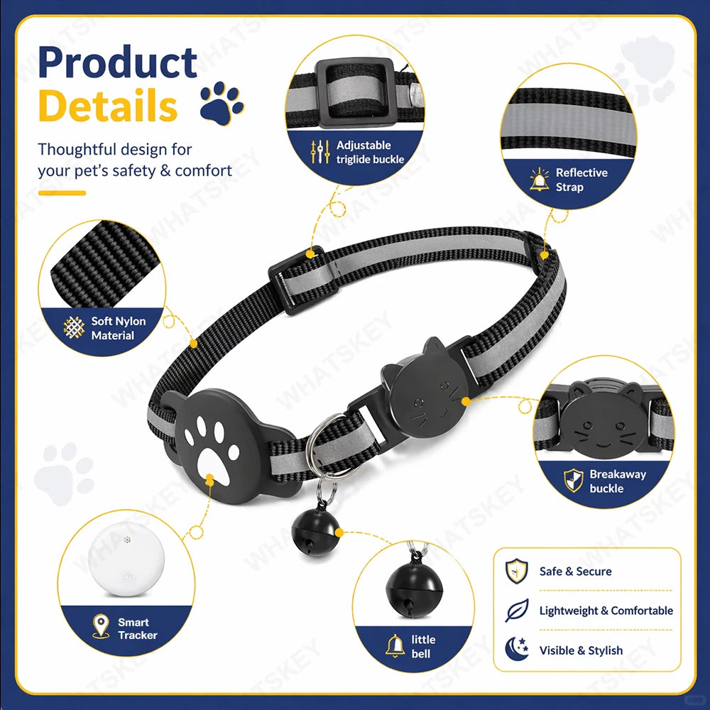 Adjustable Pet Collar Pet Tracker Google Find My Gps Tracker Android location Anti-theft For Cars Tracking Card RingNecklace