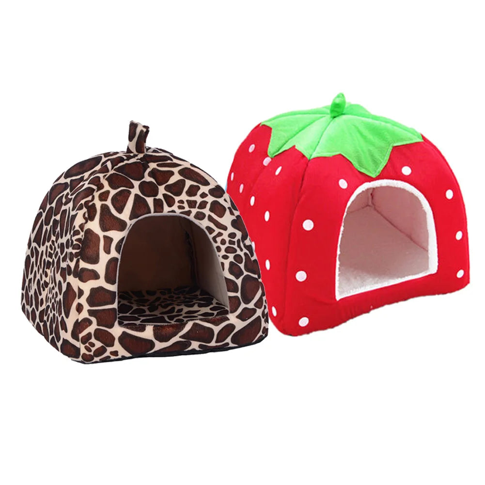 🍓 Strawberry Pet House – Cozy Foldable Nest for Cats & Small Dogs