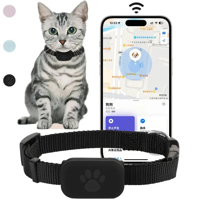 Remote Pet GPS Tracker Real-Time Waterproof Movement Alert Collar Anti-Lost Global Locator for Dogs And Cats Compatible with Apple Find APP